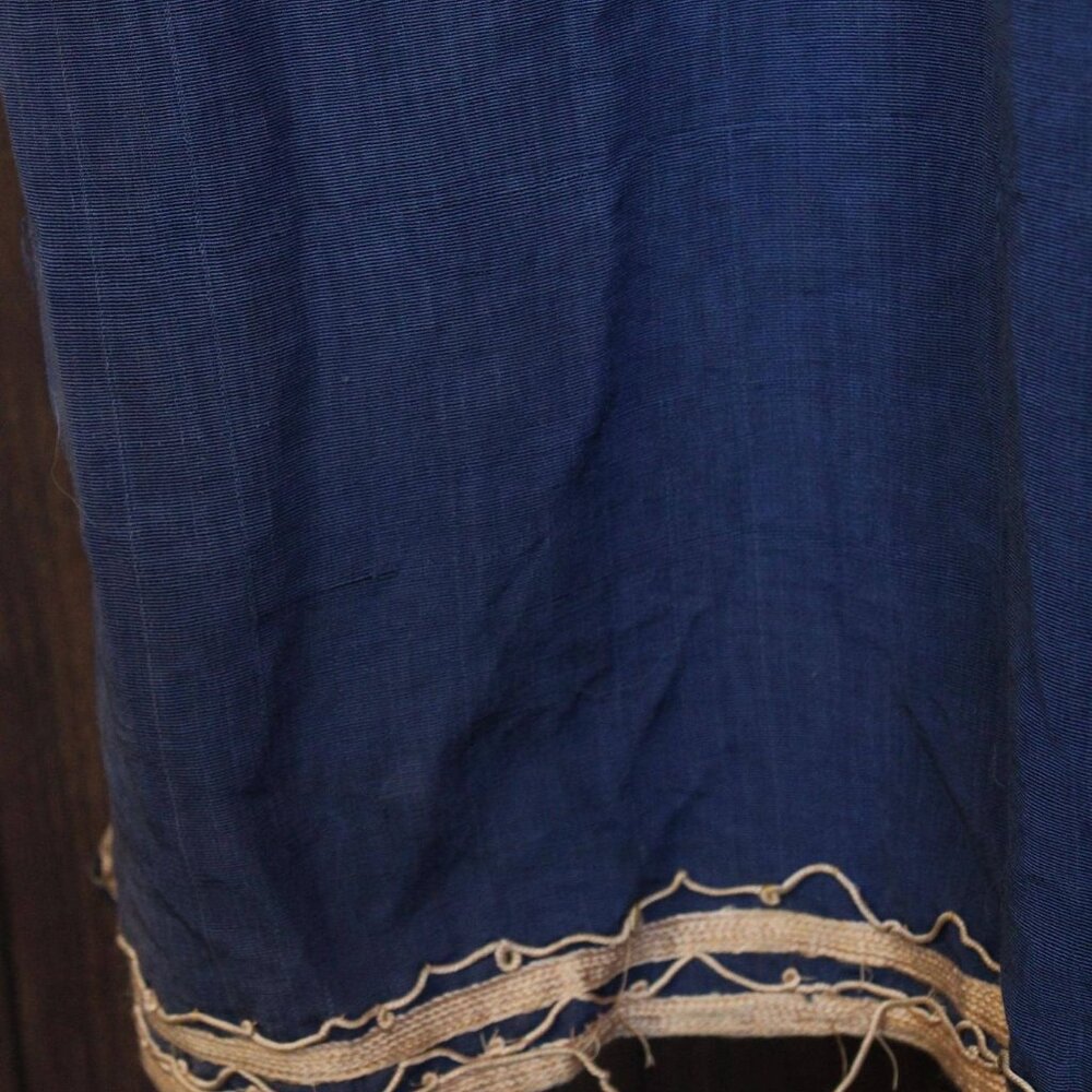 Vintage Moroccan Caftan, Blue and Gold Tunic or Dress,Traditional Middle Eastern - Picture 9 of 10